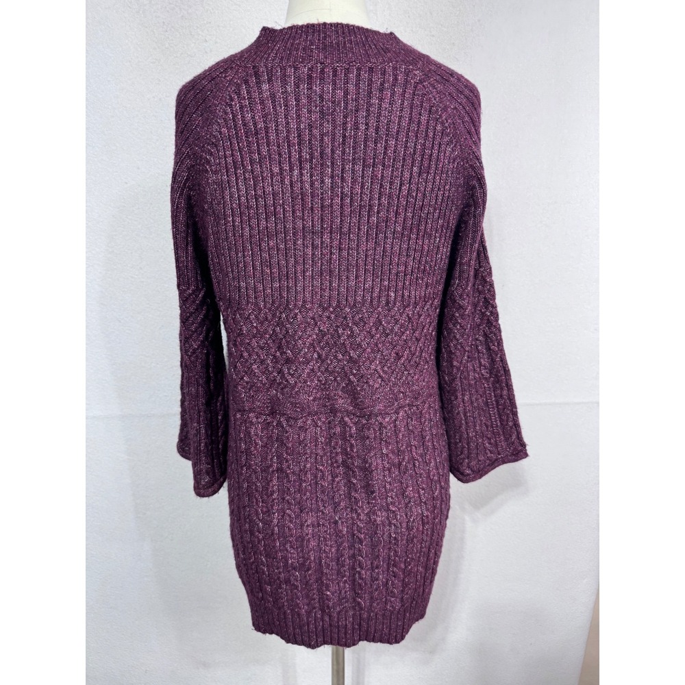 Cabi Small Purple‎ Tunic Sweater Women's V-Neck Cable Knit Bell Sleeve - Picture 7 of 9